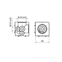 Würfelverbinder 3D 40X40 Nut 8 I inkl. Abdeckkappen