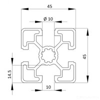 Aluminiumprofil 45x45L Nut10 B leicht 1900 mm