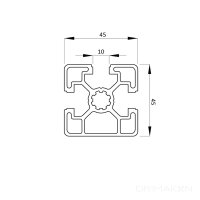 Aluminiumprofil 45x45L 3N Nut10 B leicht 650 mm