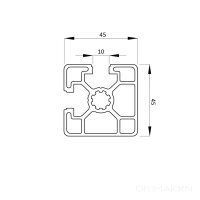 Aluminiumprofil 45x45L 2N90 Nut10 B leicht 650 mm