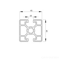 Aluminiumprofil 45x45L 2N180 Nut10 B leicht 650 mm