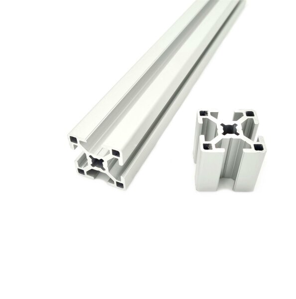 Aluminiumprofil 30×30 mm – Typ B, Nut 8, silber eloxiert, Zuschnitt 100–6000 mm