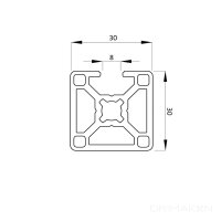 Aluminiumprofil 30x30 1N Nut 8 B 1200 mm