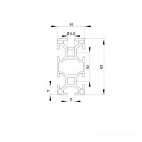 Aluminiumprofil 30x60 Nut 8 B 800 mm