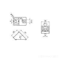 Winkelverbinder 45° 30 Nut 8 B
