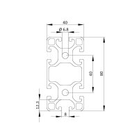 Aluminiumprofil 40x80L Nut 8 I leicht 800 mm