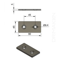 Verbinderplatte 45x90 B-Typ Nut 10 Stahl verzinkt inkl....
