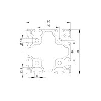 Aluminiumprofil 80x80L Nut 8 I leicht 100-6.000 mm