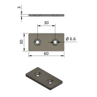 Verbinderplatte 30x60 B-Typ Nut 8 Stahl verzinkt