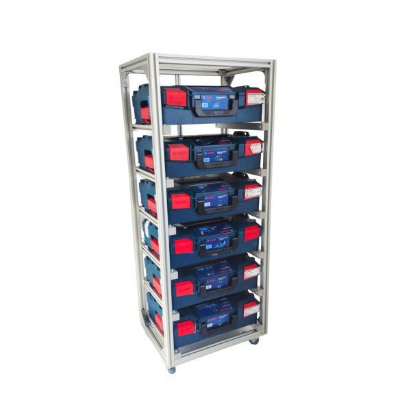 MoveRack 6f PROFI Regal für L-BOXX, Sortimo & Werkzeugkoffer - robust und modular