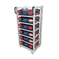 MoveRack 6f EXPERT Regal für L-BOXX, Sortimo & Werkzeugkoffer - mobil mit Vollauszug