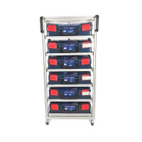 MoveRack 6f EXPERT Regal für L-BOXX, Sortimo & Werkzeugkoffer - mobil mit Vollauszug