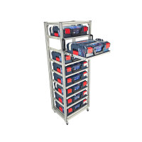 MoveRack 8f EXPERT Regal für L-BOXX, Sortimo & Werkzeugkoffer - mobil mit Vollauszug