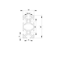 Aluminiumprofil 30x60 Nut 8 B schwarz eloxiert 100-6.000 mm