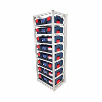 FixRack 8f EXPERT Regal für L-BOXX, Sortimo & Werkzeugkoffer - ausziehbar
