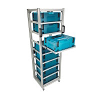 MoveRack 8f EXPERT Regal für Makita MAKPAC Werkzeugkoffer - mobil mit Vollauszug