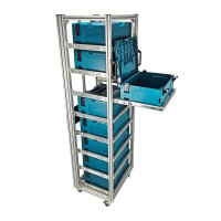 MoveRack 8f EXPERT Regal für Makita MAKPAC Werkzeugkoffer - mobil mit Vollauszug