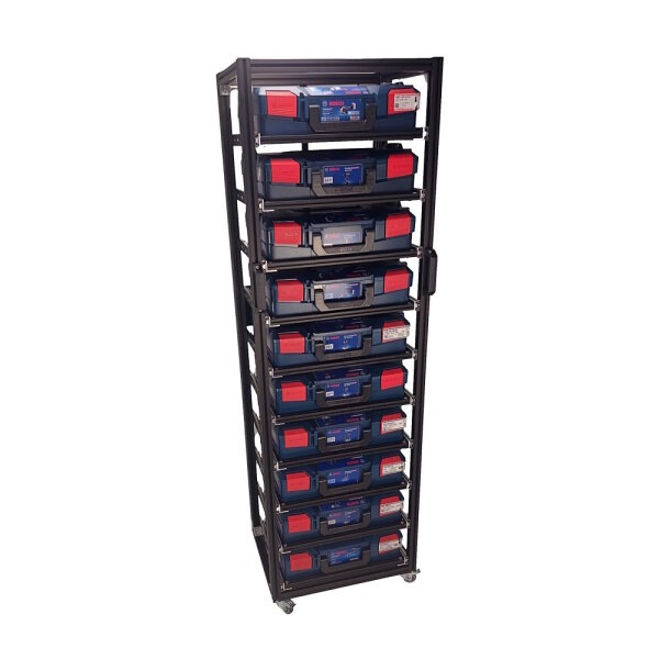 MoveRack 10f EXPERT "black edition" Regal für L-BOXX, Sortimo & Werkzeugkoffer